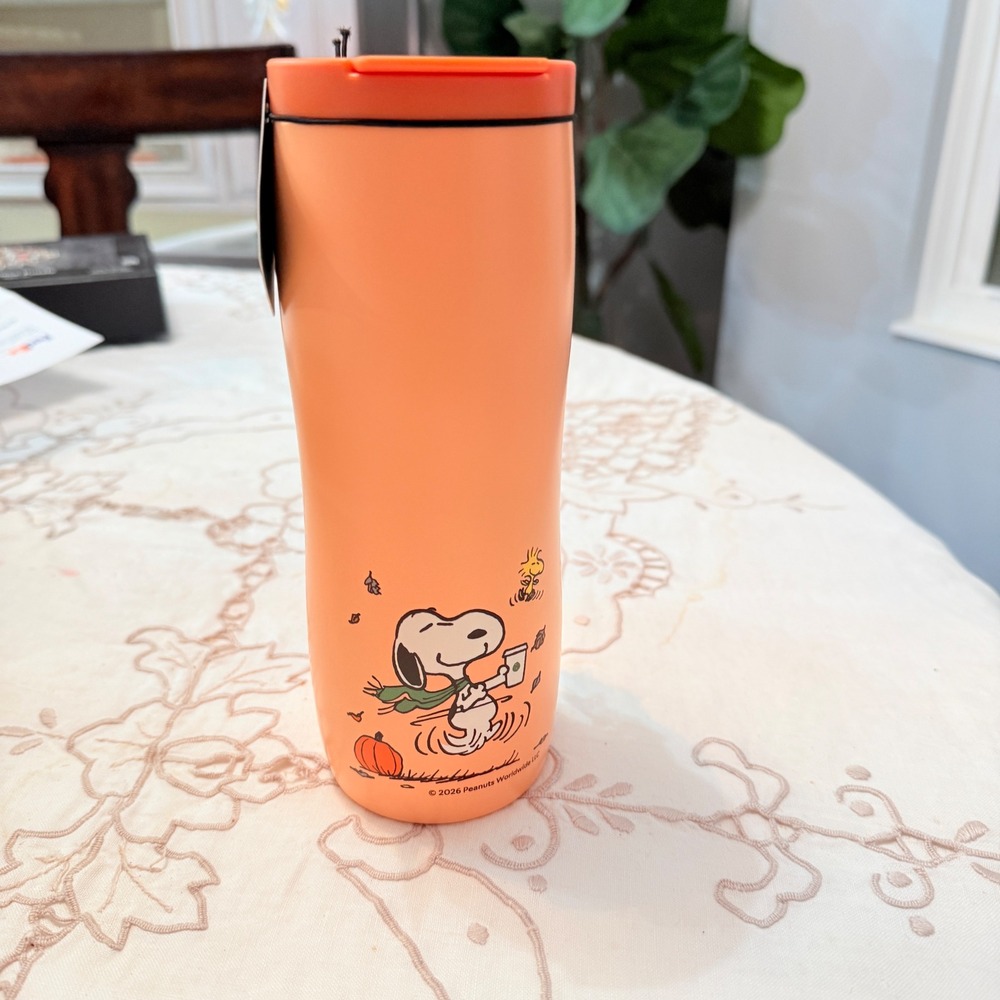 Starbucks Peanuts Snoopy Woodstock Orange Fall Tumbler with Charm New 2026